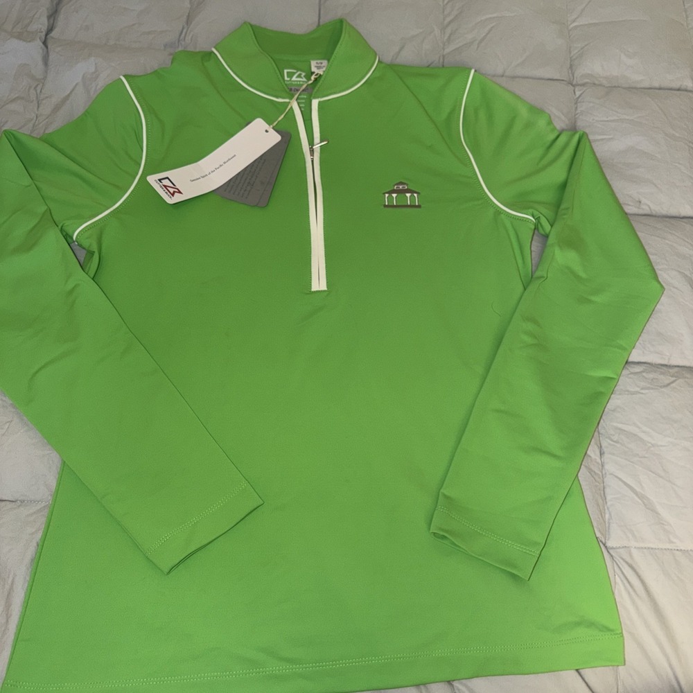 CUTTER & BUCK‎ Zip Mock Pullover, Womens Sz SP Green, Long Sleeves